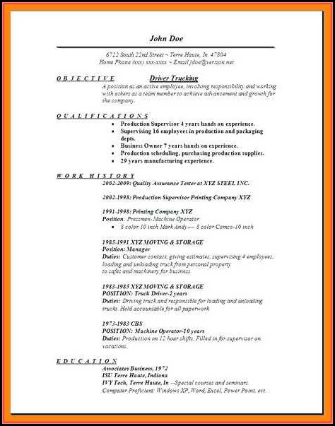 Truck Driver Resume Skills Truck Driver Resume Skills