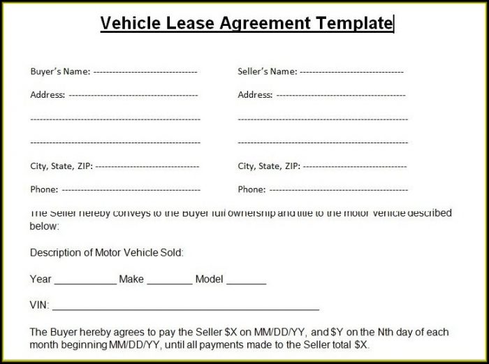 Vehicle Lease Agreement Template Vehicle Lease Agreement Template