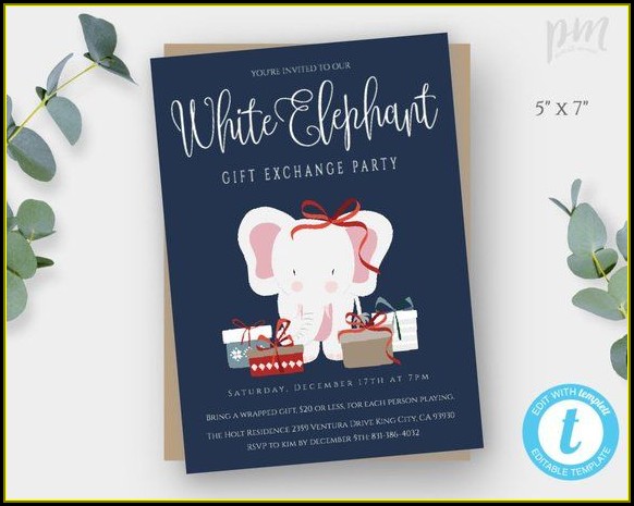 White Elephant Party Invitation Template White Elephant Party Invitation Template