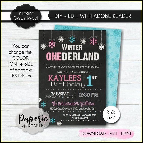 Winter Wonderland Birthday Invitation Template Winter Wonderland Birthday Invitation Template