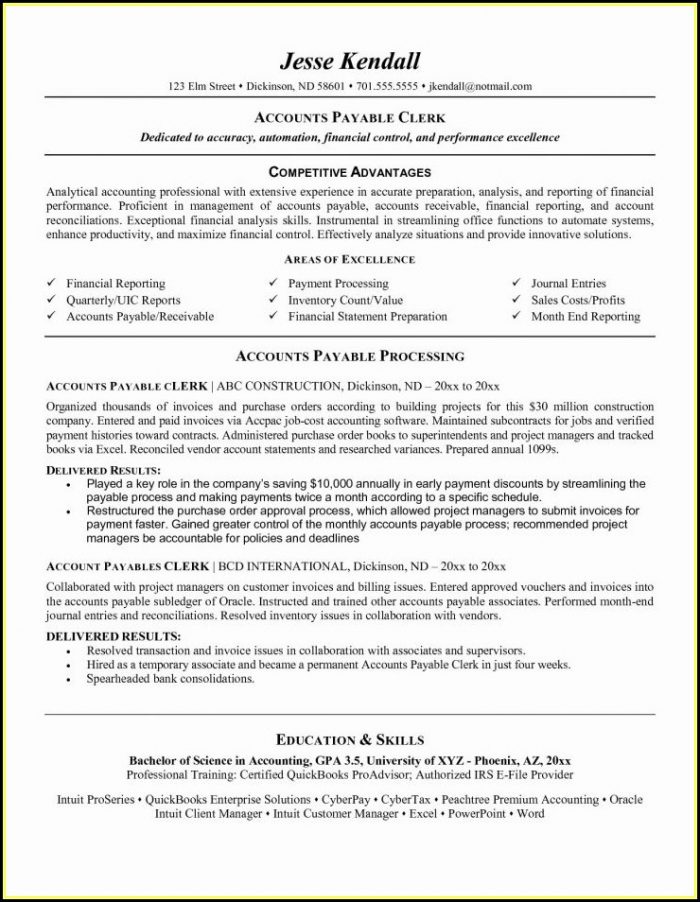 Accounts Payable And Receivable Resume Format Accounts Payable And Receivable Resume Format