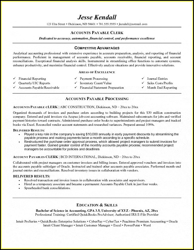 Accounts Payable Resume Format Accounts Payable Resume Format