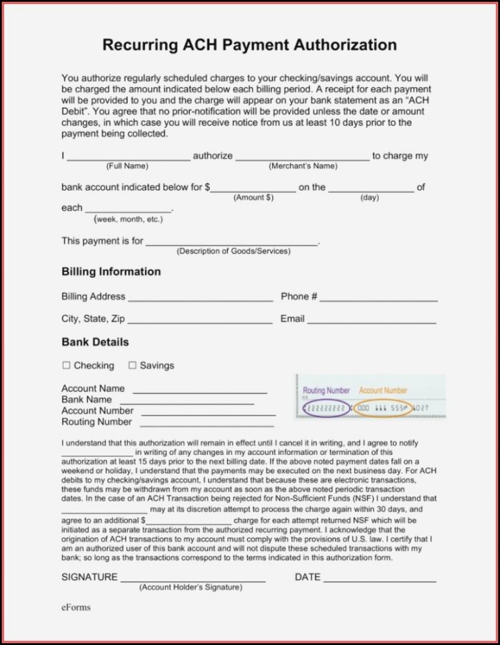 Ach Debit Authorization Agreement Form Ach Debit Authorization Agreement Form