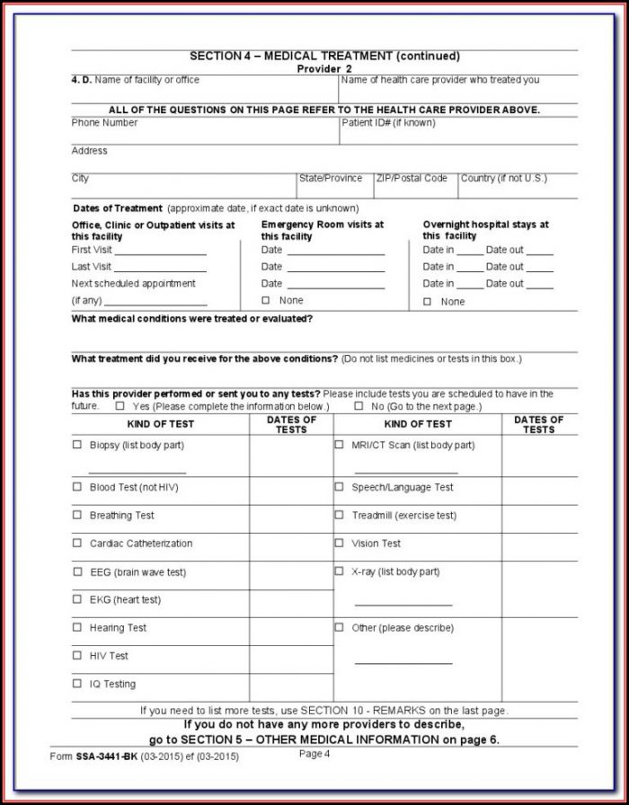 Application For Social Security Disability Printable Form Application For Social Security Disability Printable Form