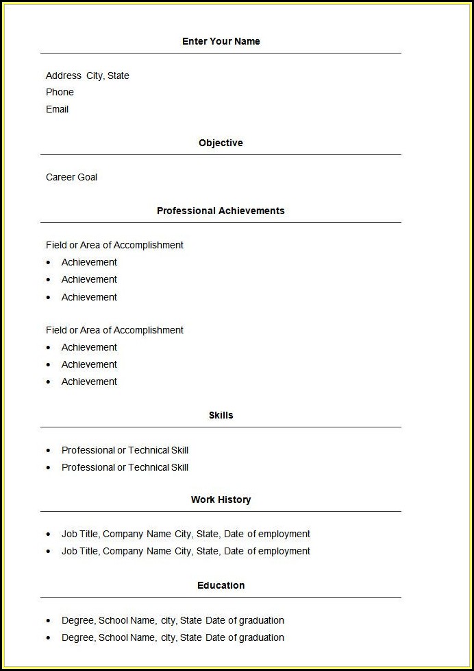 Basic Resume Format Free Download Basic Resume Format Free Download