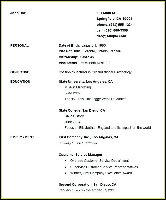 Basic Resumes Templates Free Basic Resumes Templates Free