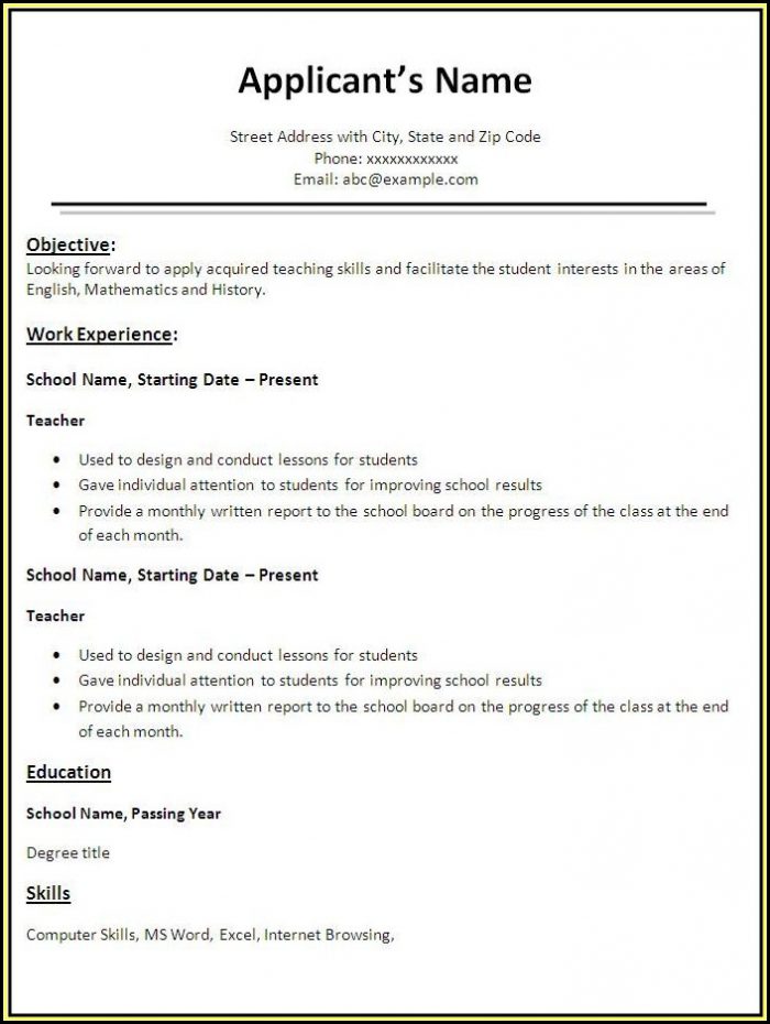 Best Free Resume Templates For Teachers Best Free Resume Templates For Teachers