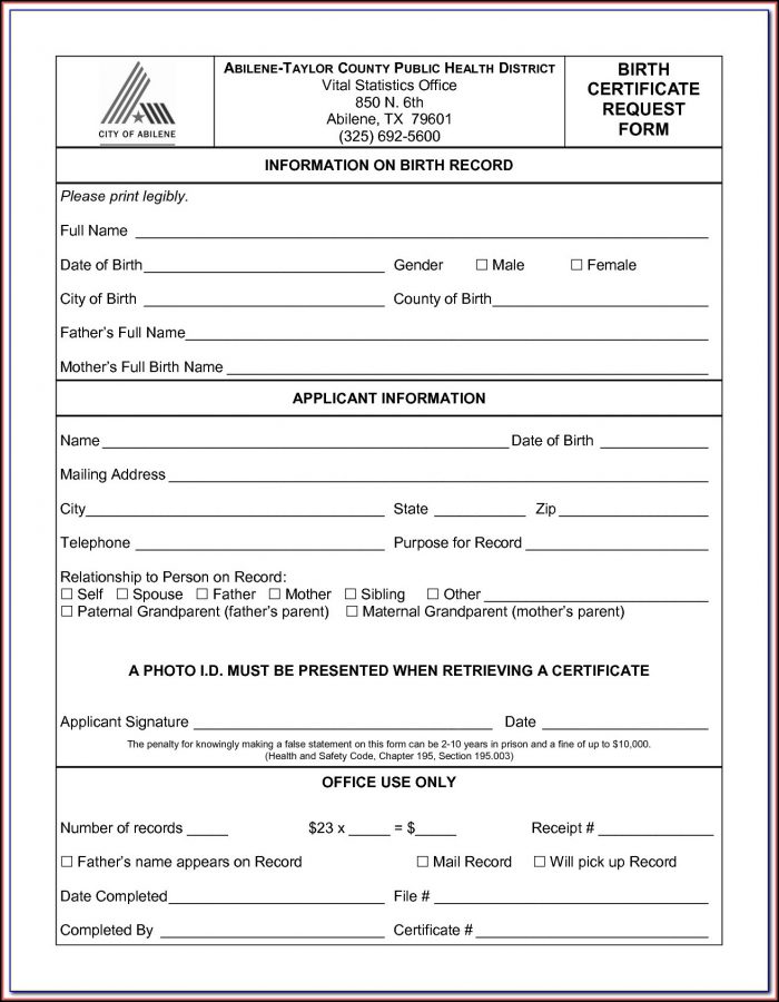 Blank Birth Certificate Form Blank Birth Certificate Form
