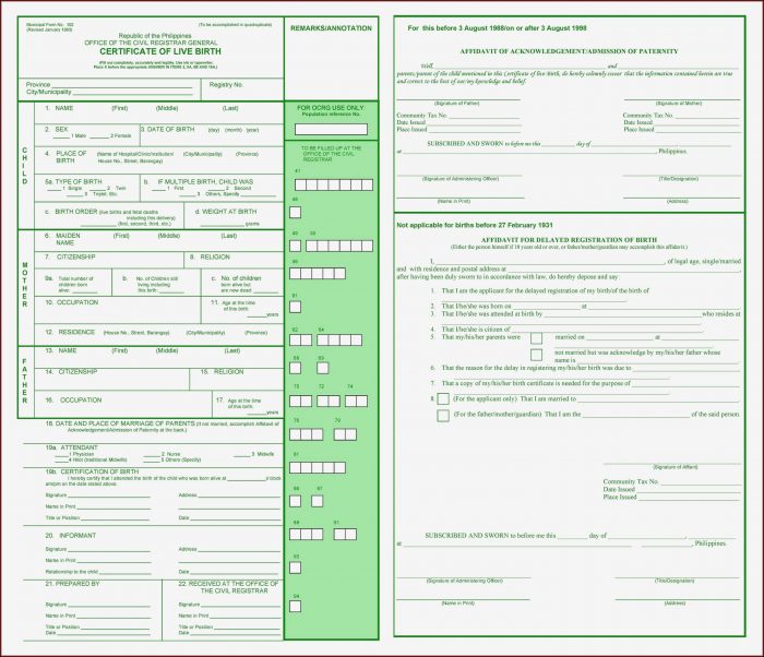 Blank Printable Birth Certificate Form Philippines Blank Printable Birth Certificate Form Philippines