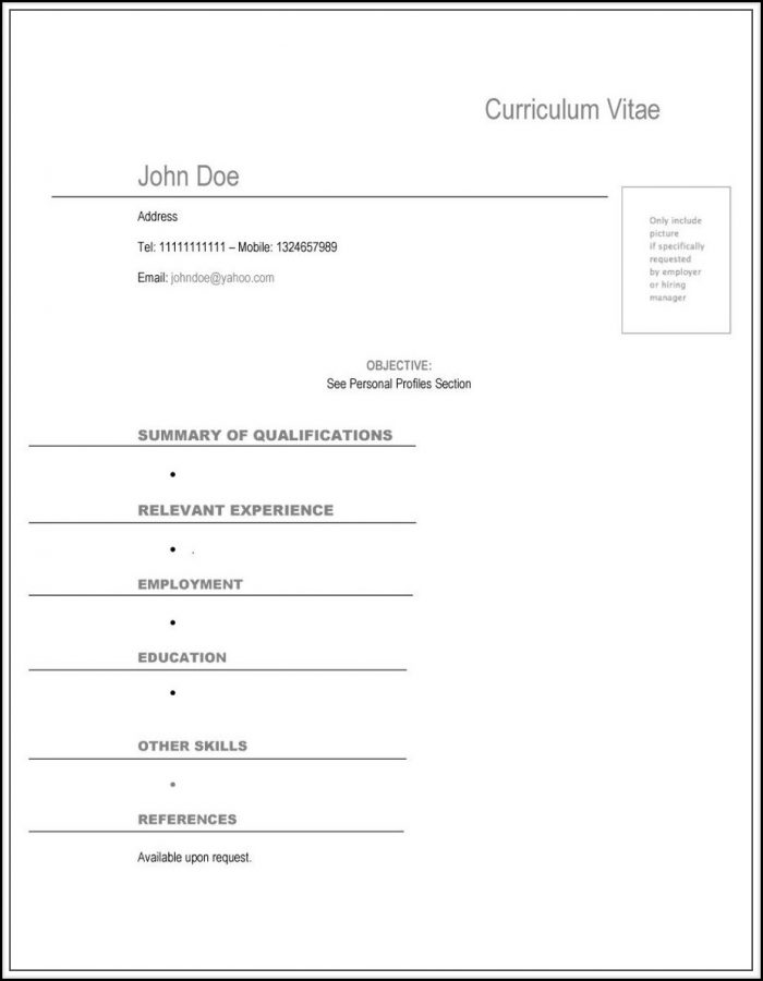 Curriculum Vitae Printable Templates Curriculum Vitae Printable Templates