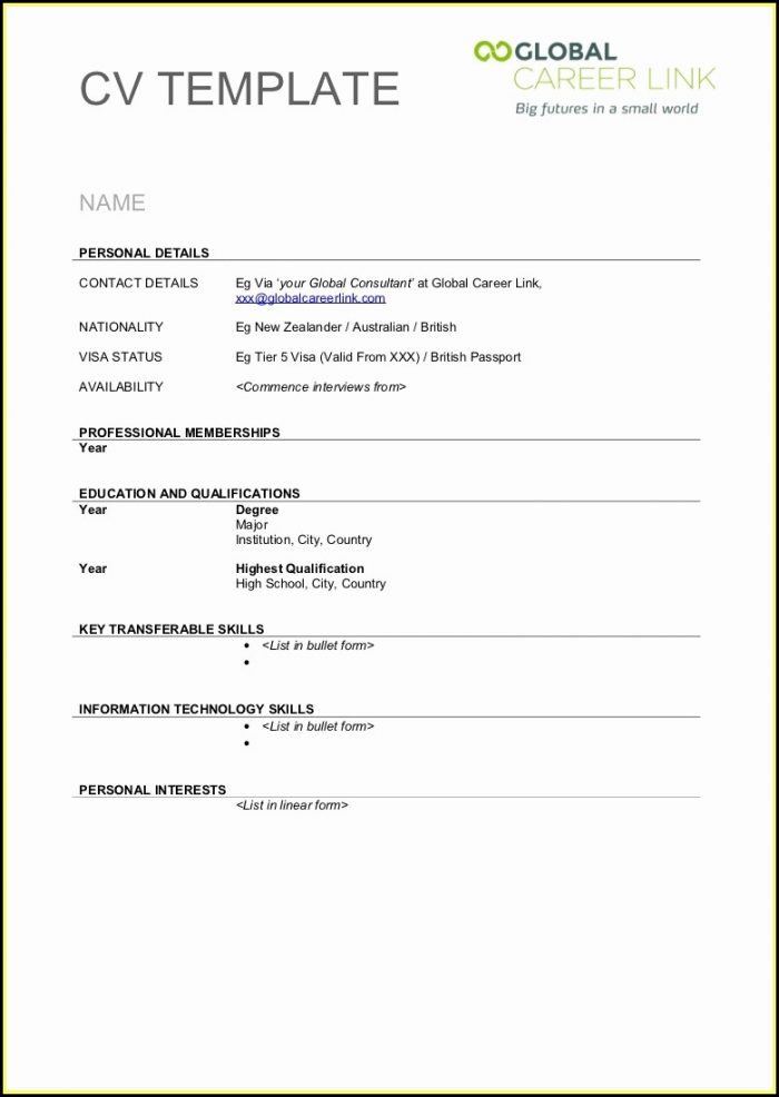 Cv Template Printable Free Cv Template Printable Free