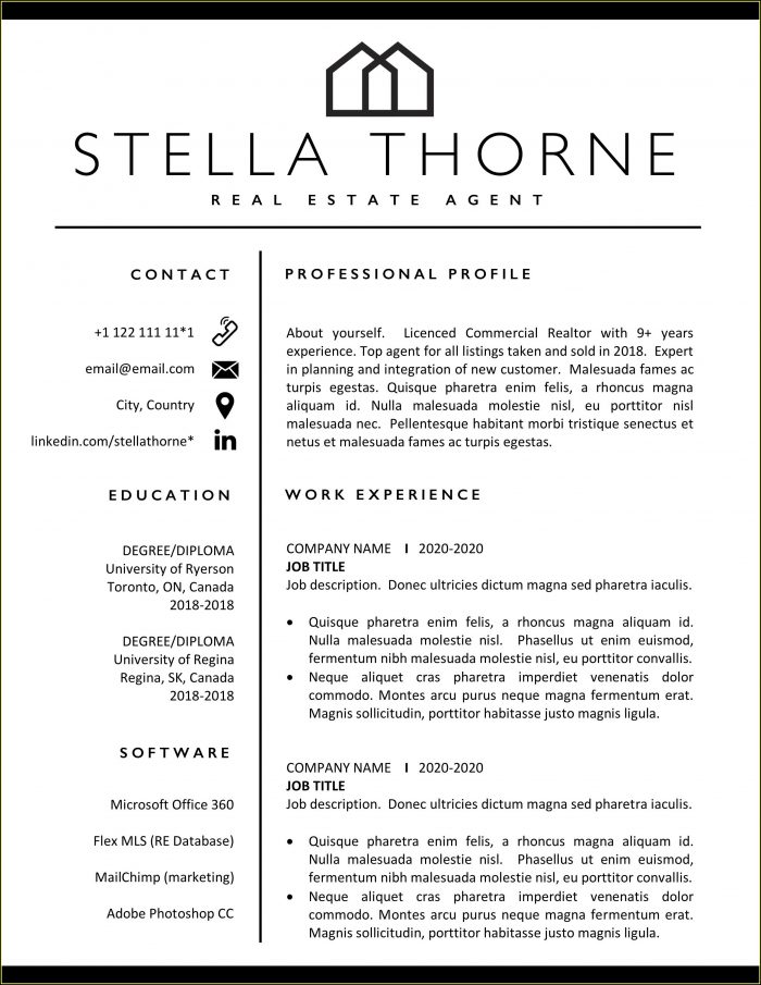 Cv Template Real Estate Agent Cv Template Real Estate Agent