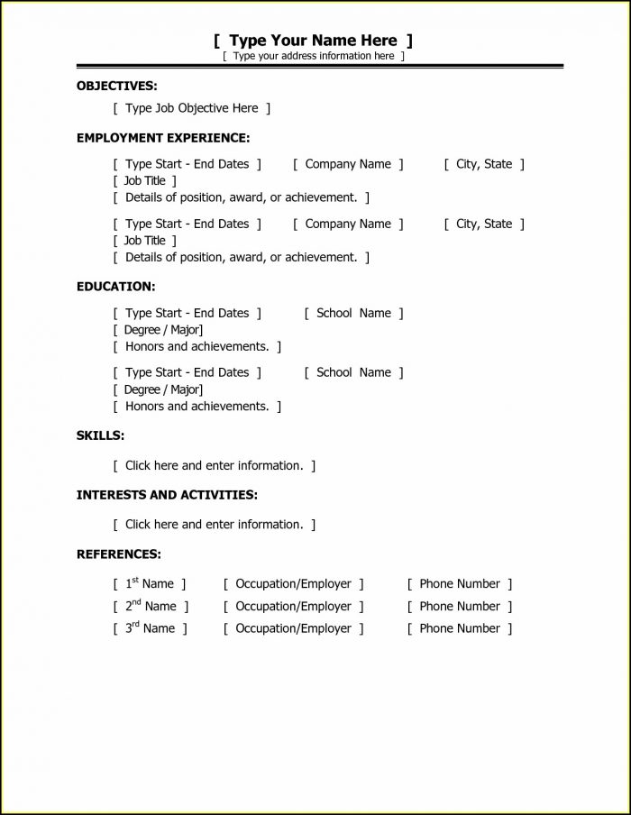 Easy Free Resumes Templates Easy Free Resumes Templates