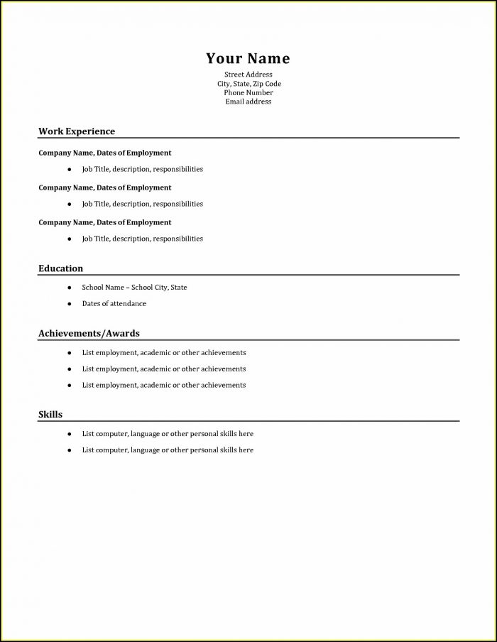 Easy Resume Template Word Easy Resume Template Word