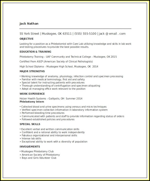 Entry Level Phlebotomy Resume Templates Entry Level Phlebotomy Resume Templates