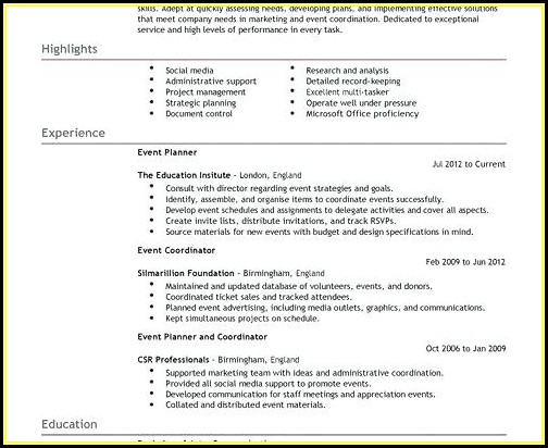 Event Coordinator Cv Template Event Coordinator Cv Template