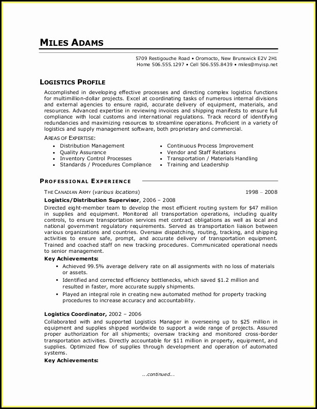 Examples Of Military Resume To Civilian Examples Of Military Resume To Civilian