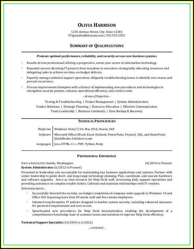 Examples Of Professional Resume Templates Examples Of Professional Resume Templates