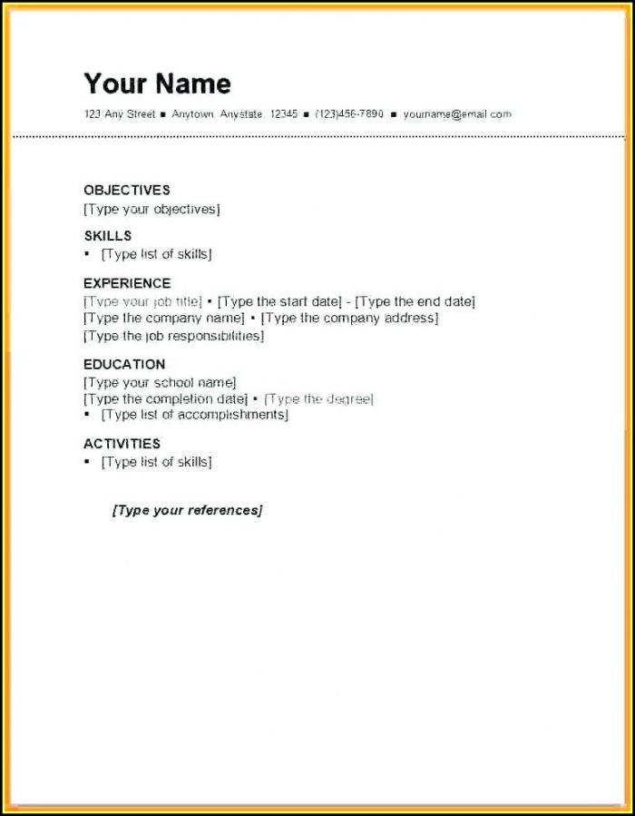 Free Basic Job Resume Templates Free Basic Job Resume Templates