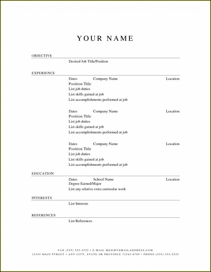 Free Basic Printable Resume Templates Free Basic Printable Resume Templates