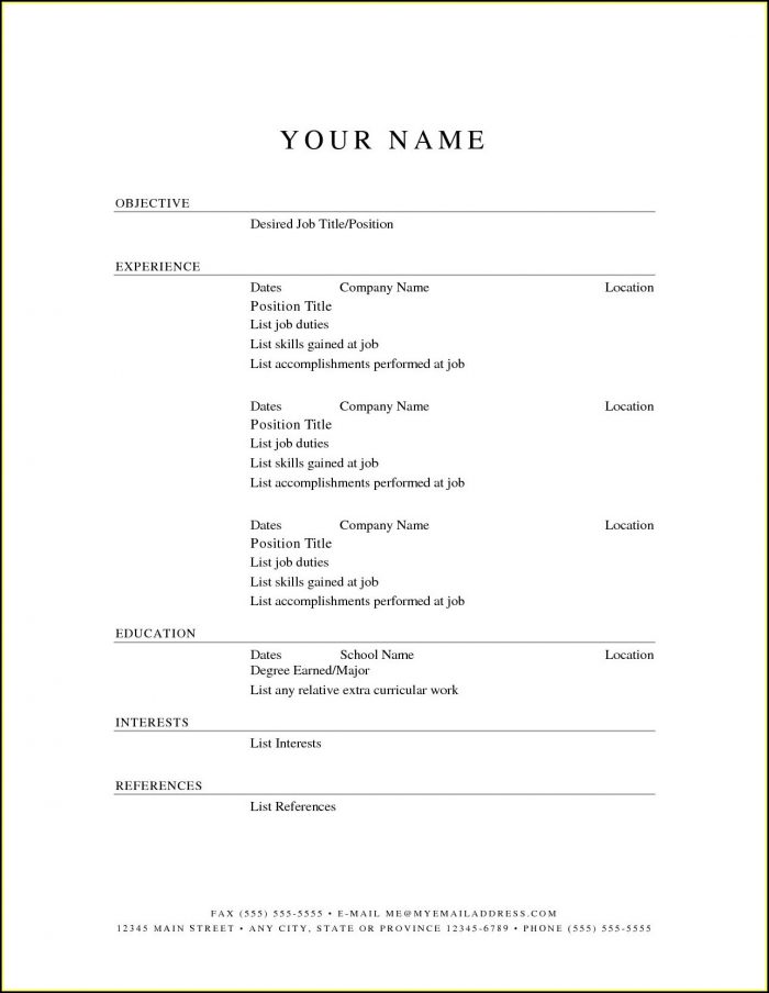 Free Blank Resume Templates Printable Free Blank Resume Templates Printable
