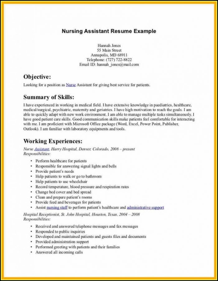 Free Cna Resume Templates Free Cna Resume Templates