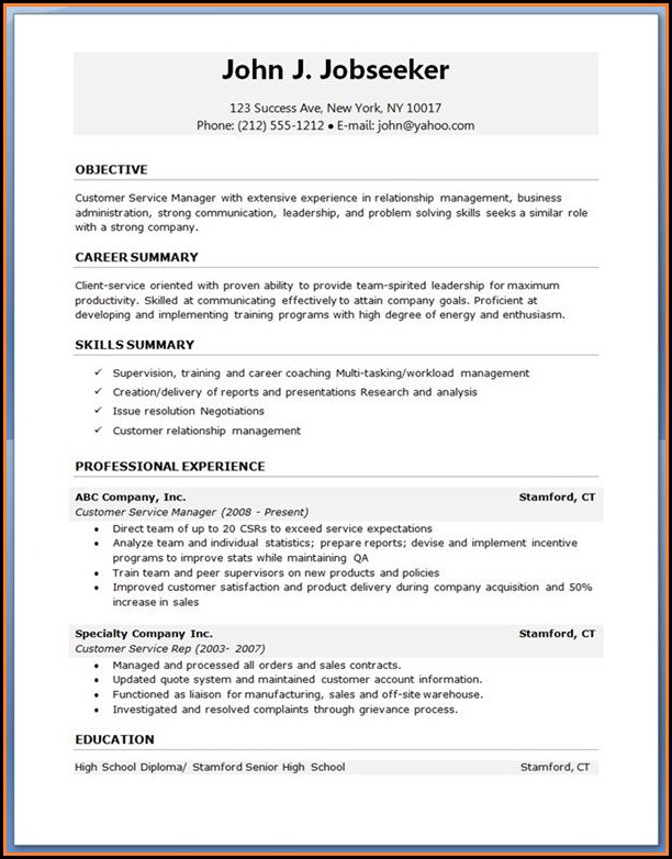 Free Job Resume Templates Free Job Resume Templates