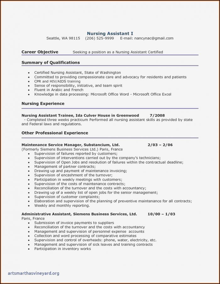 Free Nursing Assistant Resume Templates Free Nursing Assistant Resume Templates