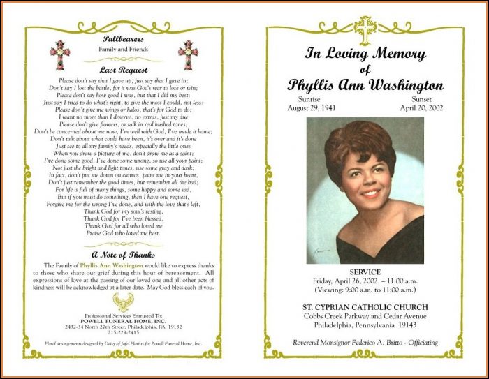 Free Simple Funeral Program Template Download Free Simple Funeral Program Template Download