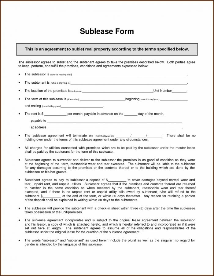 Free Sublease Agreement Template Word South Africa Free Sublease Agreement Template Word South Africa