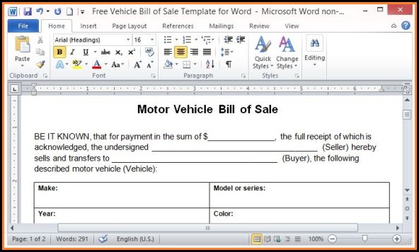 Free Vehicle Bill Of Sale Template Word Free Vehicle Bill Of Sale Template Word
