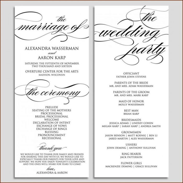 Free Wedding Program Template Downloads Word Free Wedding Program Template Downloads Word
