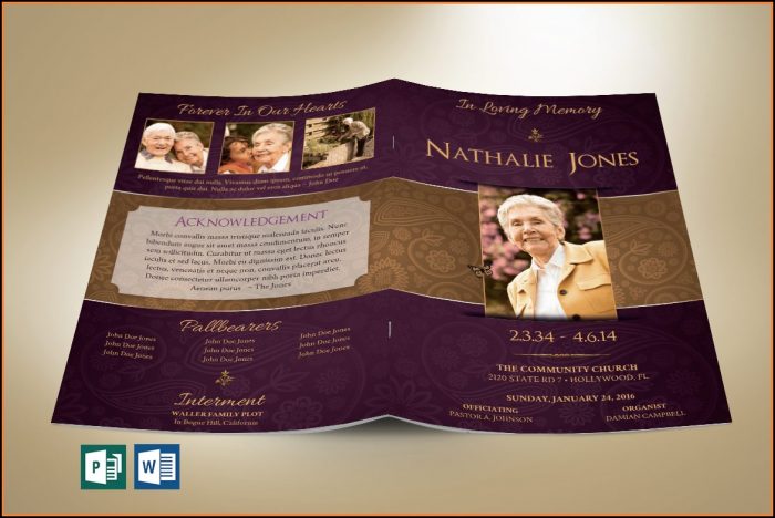 Funeral Service Program Template Publisher Funeral Service Program Template Publisher