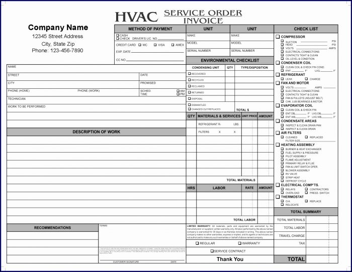 Hvac Service Invoice Template Free Hvac Service Invoice Template Free