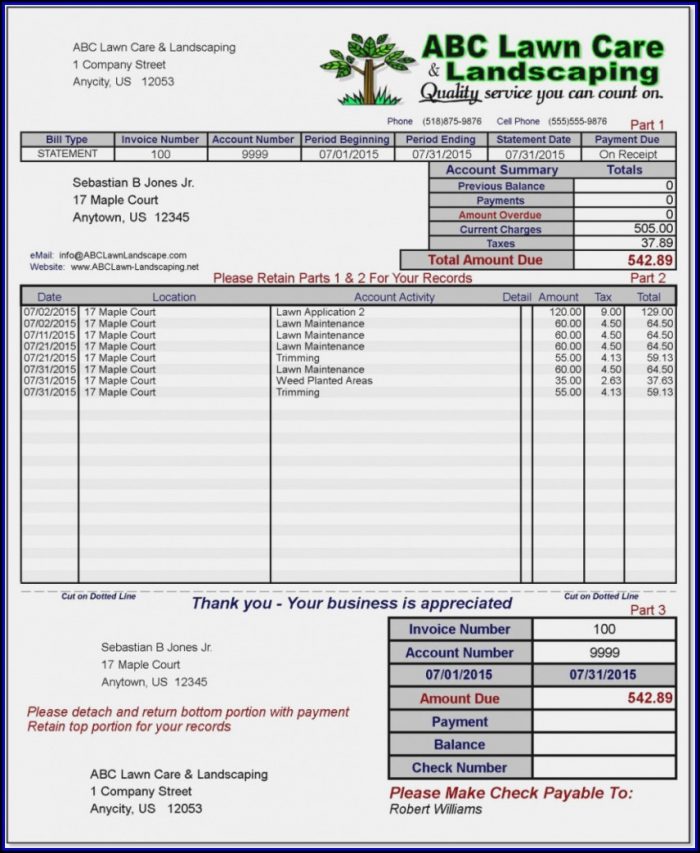 Landscaping Company Invoice Template Landscaping Company Invoice Template