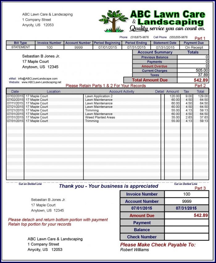 Landscaping Invoice Samples Landscaping Invoice Samples