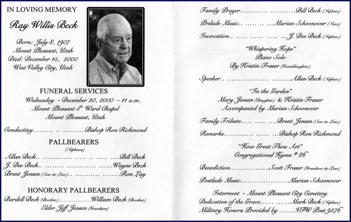 Lds Funeral Service Program Template Lds Funeral Service Program Template