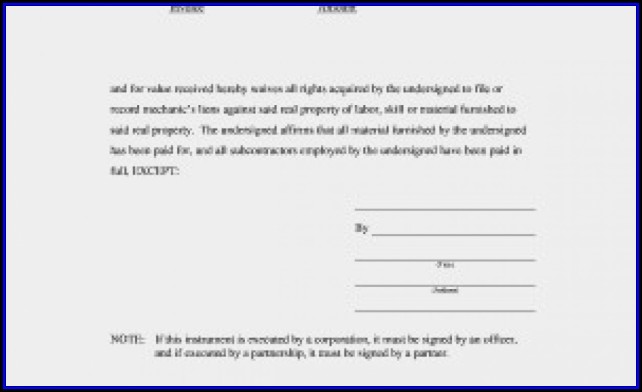 Lien Waiver Template Illinois Lien Waiver Template Illinois