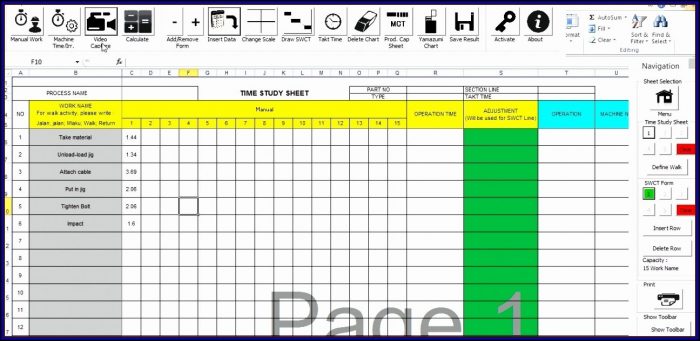 Manufacturing Time Study Template Excel Manufacturing Time Study Template Excel