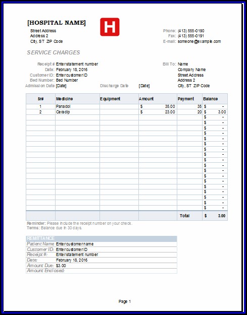 Medical Receipt Template Excel Medical Receipt Template Excel