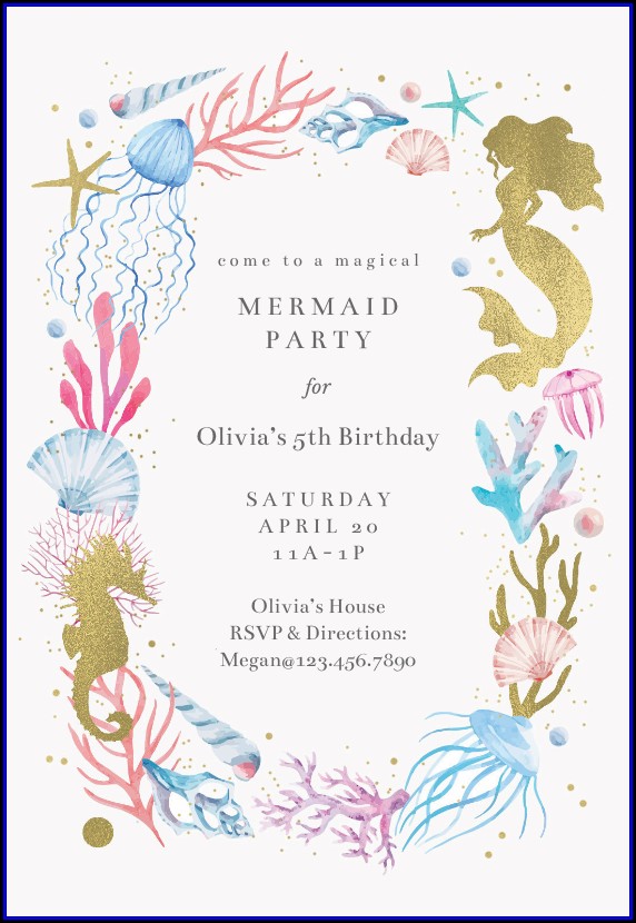 Mermaid Birthday Invitation Template Mermaid Birthday Invitation Template