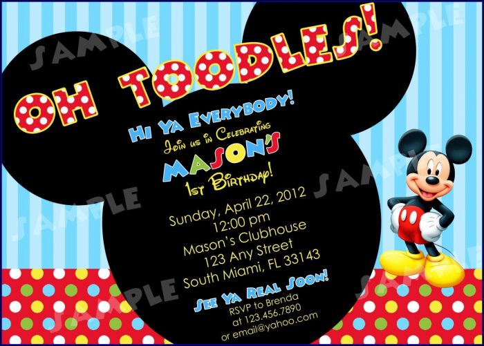 Mickey Mouse Birthday Invitation Wording Ideas Mickey Mouse Birthday Invitation Wording Ideas