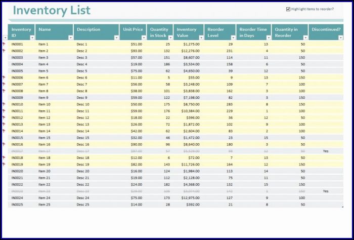 Microsoft Excel Inventory Management Template Microsoft Excel Inventory Management Template
