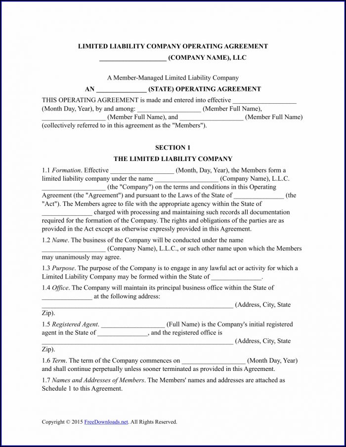 Microsoft Word Operating Agreement Template Microsoft Word Operating Agreement Template