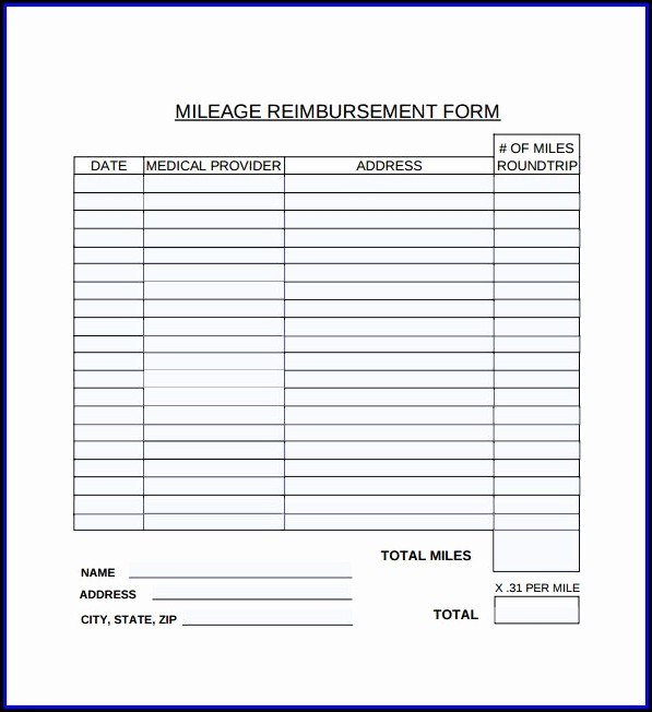 Mileage Reimbursement Form Template Free Mileage Reimbursement Form Template Free