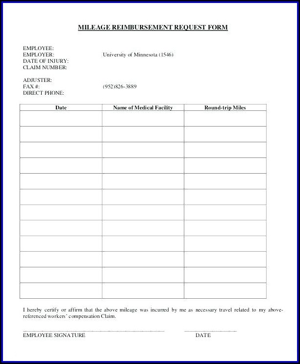 Mileage Reimbursement Template Free Mileage Reimbursement Template Free