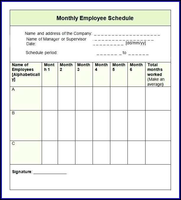 Monthly Employee Schedule Template 2017 Monthly Employee Schedule Template 2017