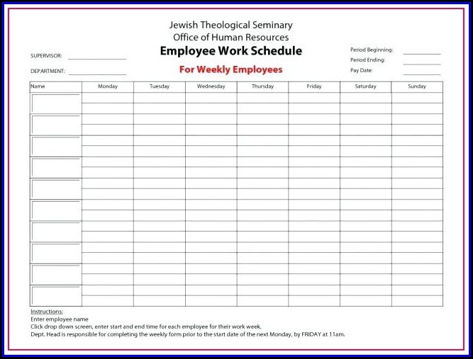 Monthly Employee Schedule Template 2018 Monthly Employee Schedule Template 2018