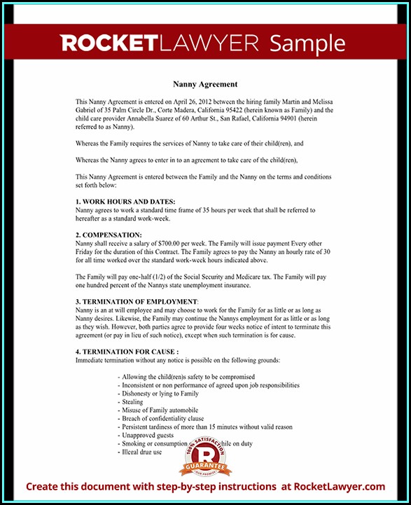 Nanny Contract Template Free Nanny Contract Template Free