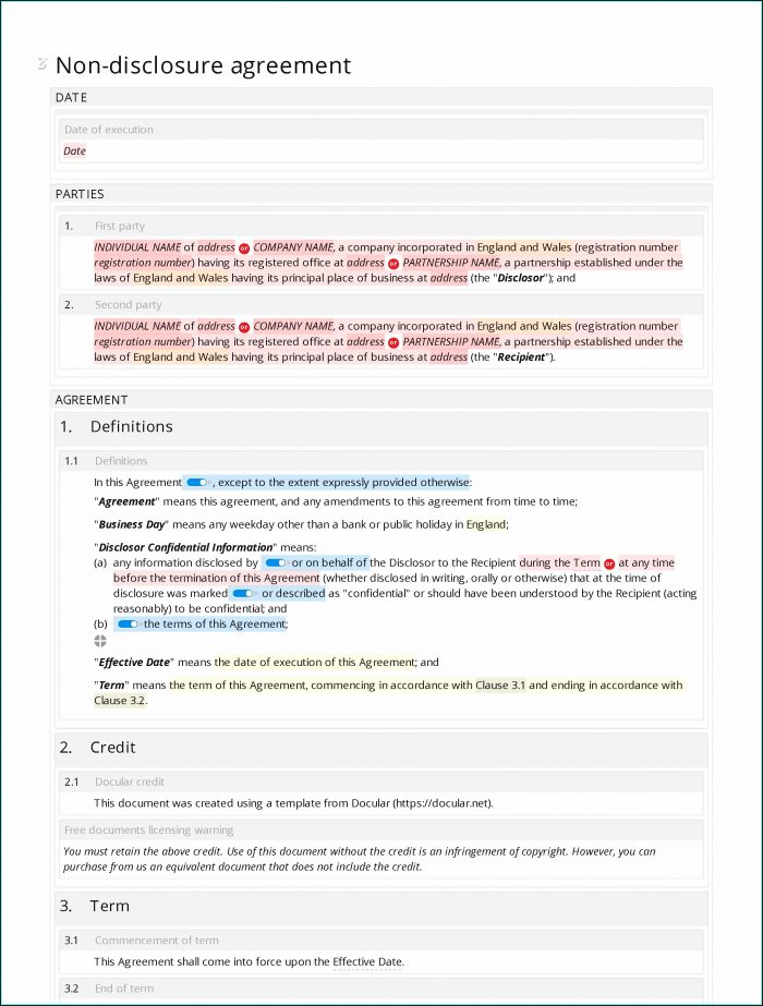Non Disclosure Agreement Template Word Uk Non Disclosure Agreement Template Word Uk